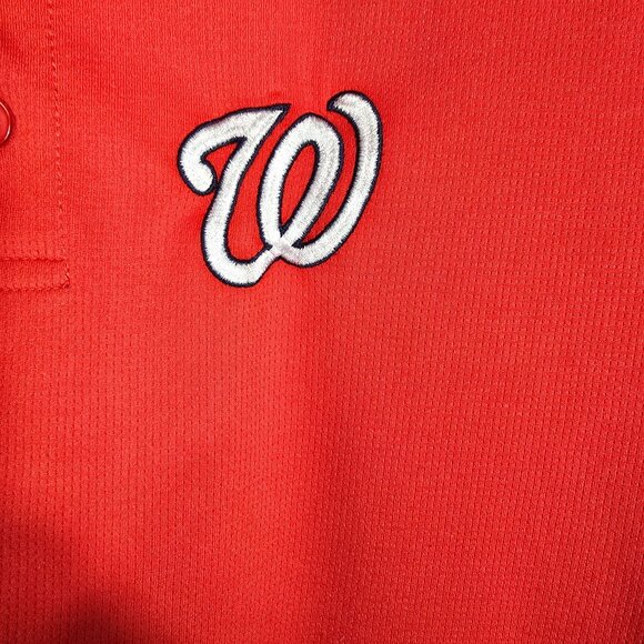 Majestic Washington Nationals Embroidered Logo Polo Shirt Large Red Short Sleeve - Picture 5 of 5